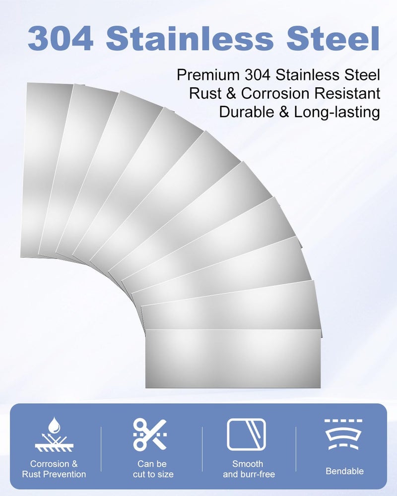AOKLIT 30 Pcs Shim Stock Assortment, 304 Stainless Steel 2" Width x 6" Length Metal Shims for Leveling, Gap Filler Trim Strip, DIY & Industrial Use (0.001"-0.01" Thickness) - Image 3